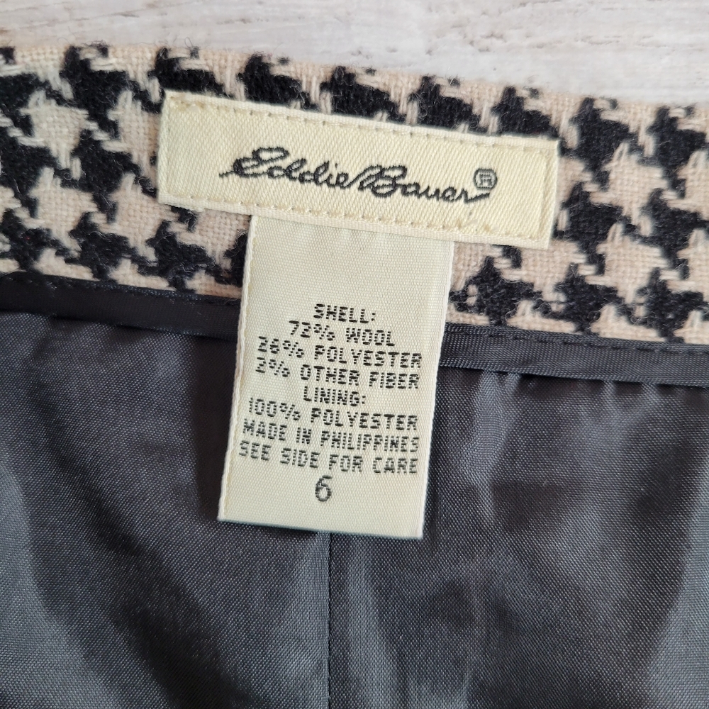Eddie Bauer Womens Black and Cream Houndstooth A-line Skirt Size 6 - Picture 12 of 14